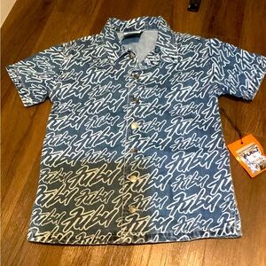 Kids Navy and white FUBU button-up shirt #kids